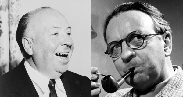 Retratos de Alfred Hitchcock y Raymond Chandler.